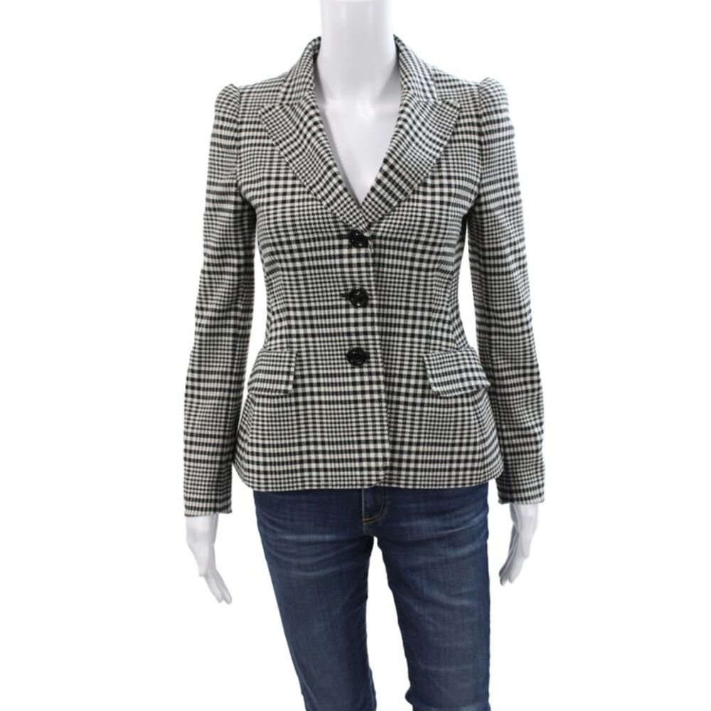 Moschino Cheap & Chic Women Plaid Black Basic Jacket 55% Wool Size 6